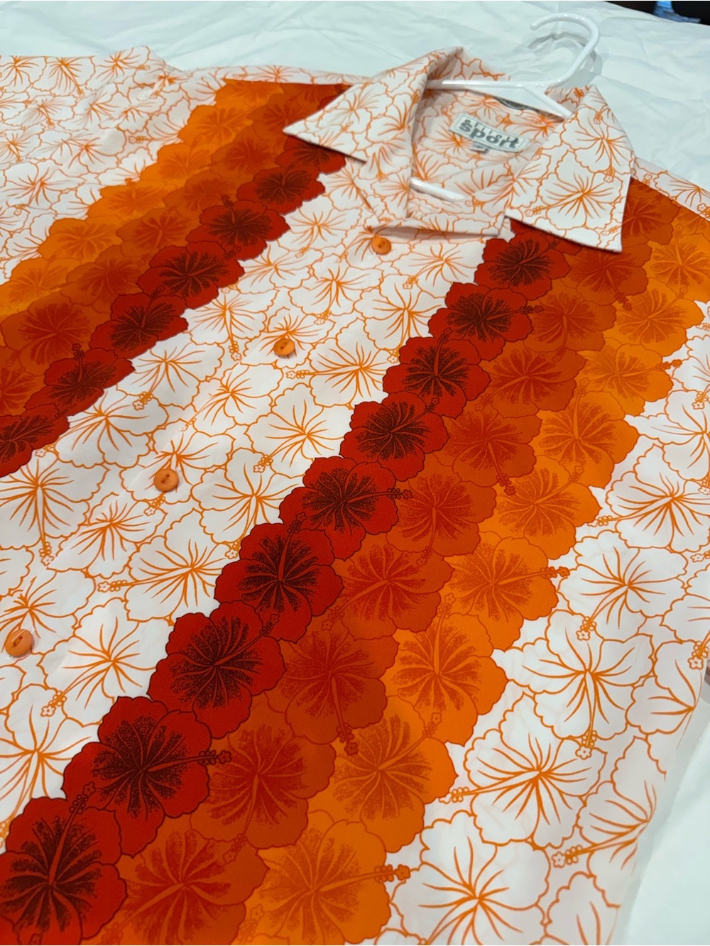 Orange Floral Hawaiian Polo Shirt - Picture 1 of 5